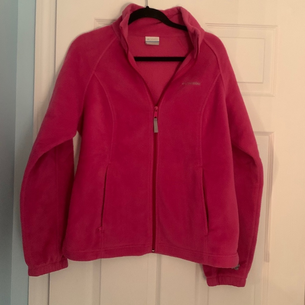 Columbia full zip fleece jacket raspberry size L